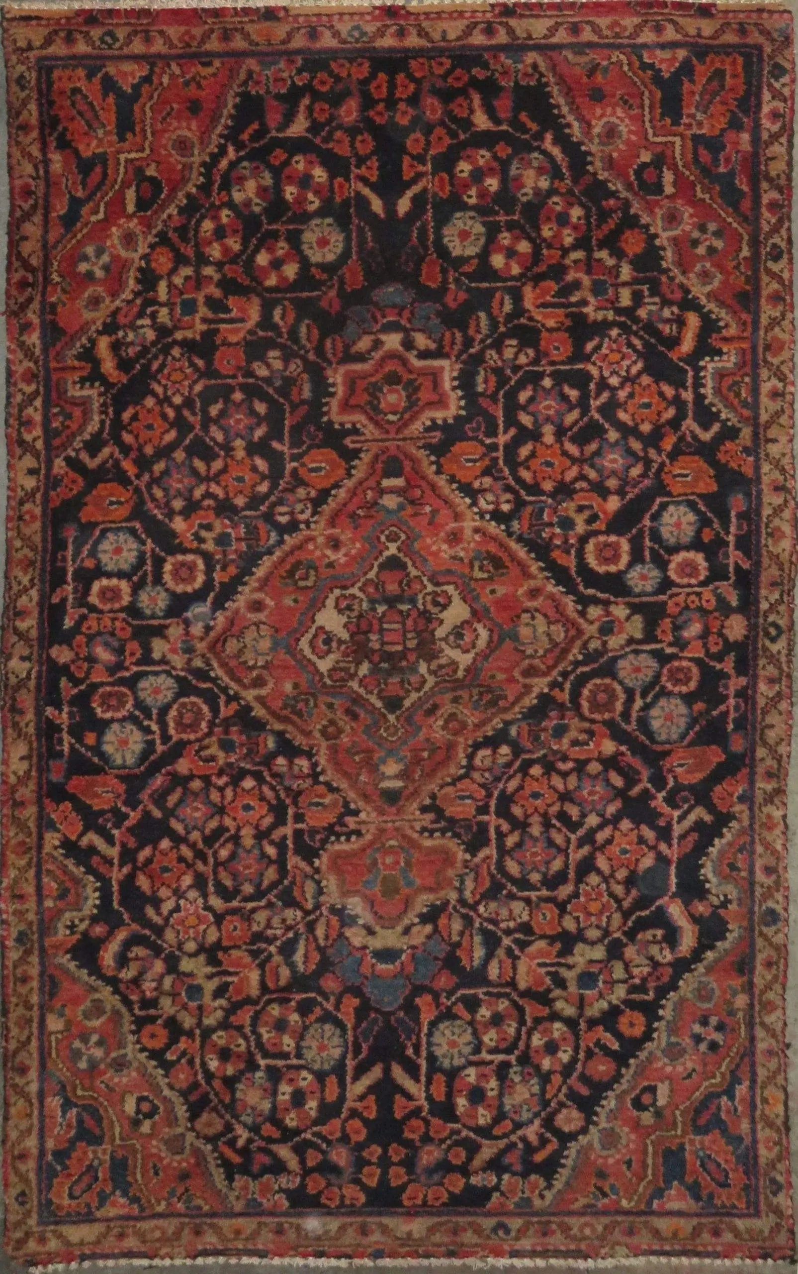 One Of The Kind Hand-Knotted Persian Wool Rug _ Luxurious Vintage Design, 5'7" x 3'4", Artisan Crafted